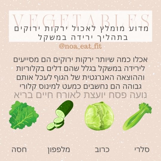 ירקות ירוקים בתהליך ירידה במשקל 